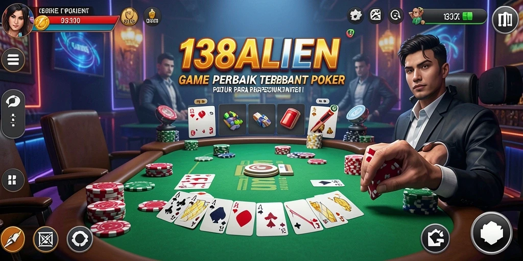 Screenshot gameplay <strong>138ALIEN</strong> yang menampilkan aksi poker seru.