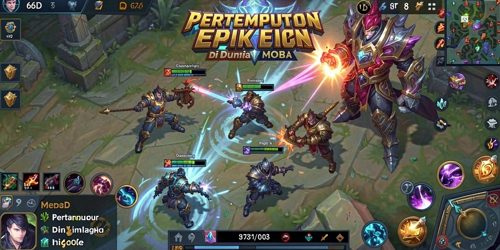 Tangkapan layar utama 66D menampilkan aksi pertempuran intens di arena MOBA.