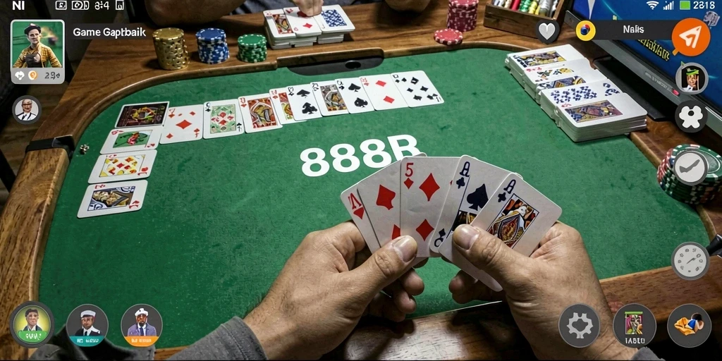 Screenshot utama 888R menampilkan suasana seru permainan Gaple.