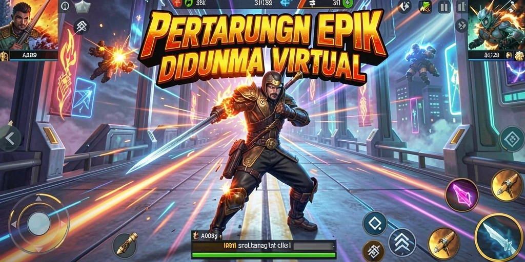 Screenshot AJO89 menampilkan aksi bertarung yang penuh energi.
