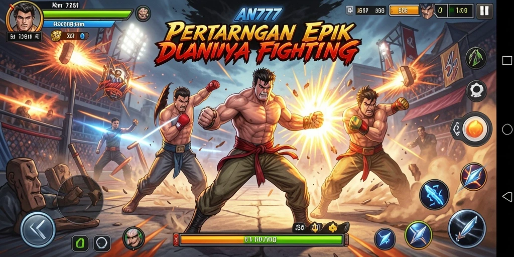 Screenshot AN777 menampilkan aksi pertarungan yang mendebarkan.