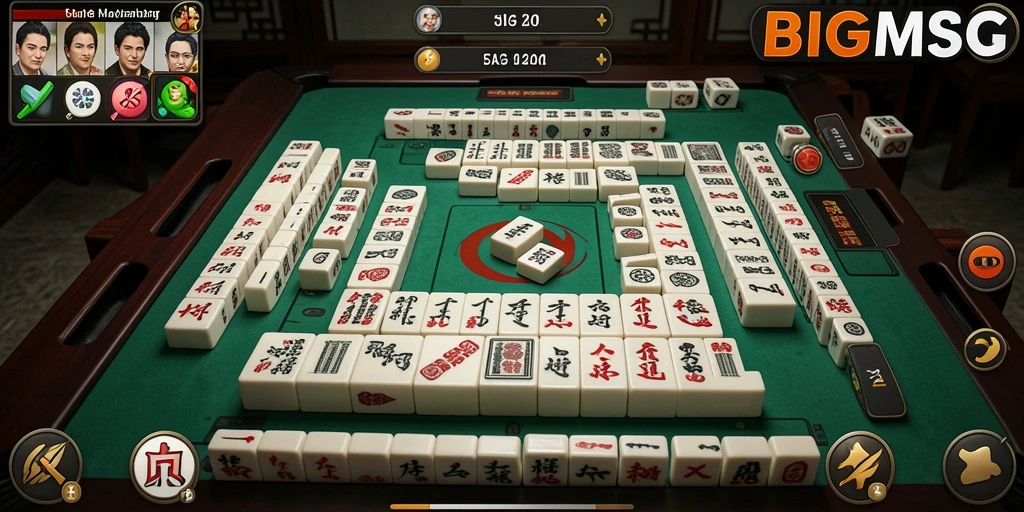 Screenshot gameplay BIGMSG yang menunjukkan serunya permainan Mahjong.