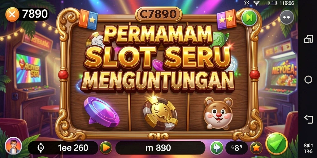 Screenshot menunjukkan gameplay C7890 yang mengasyikkan dengan simbol slot.