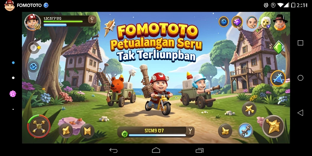 Tampilan gameplay FOMOTOTO dengan aksi petualangan yang seru.