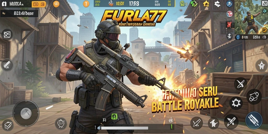 Screenshot gameplay FURLA77 yang menunjukkan aksi pertempuran tim yang intens.