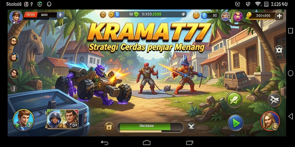 Tangkapan layar KRAMAT77 menampilkan pertempuran strategis yang intens.
