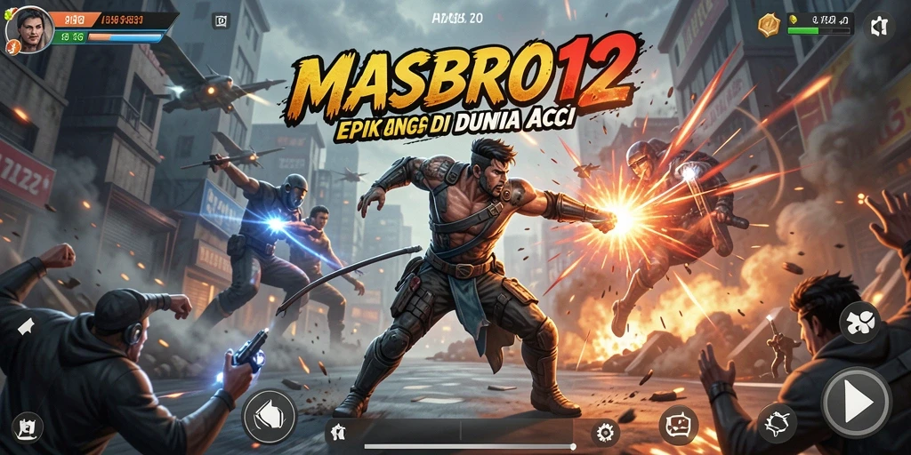 Tampilan gameplay pertarungan intens di MASBRO12.
