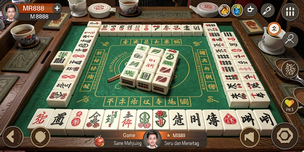 Screenshot MR888 yang menampilkan pengalaman bermain Mahjong yang menarik.