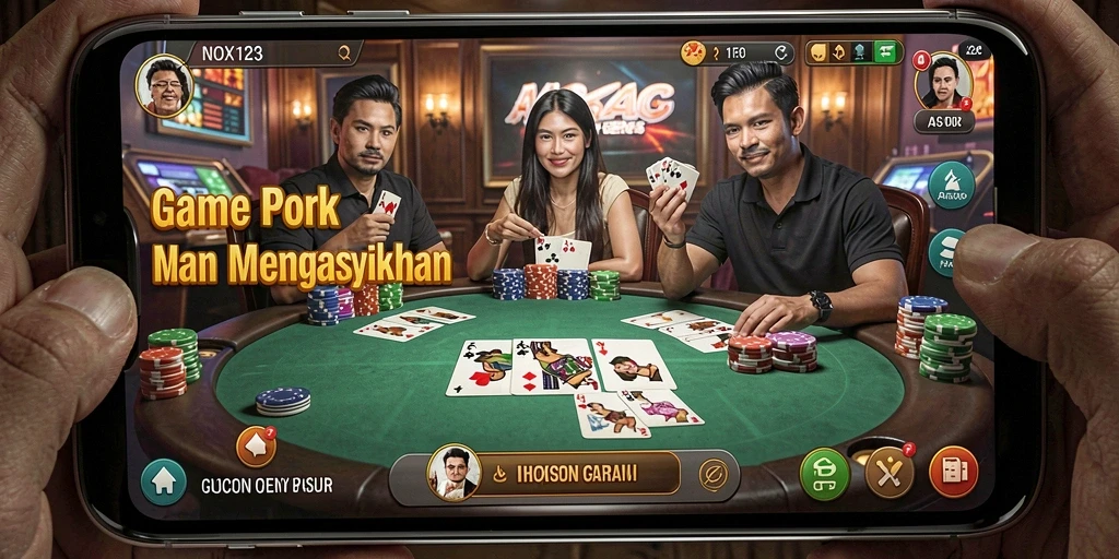 Tampilan gameplay seru dalam NOX123 dengan aksi Poker yang mendebarkan.