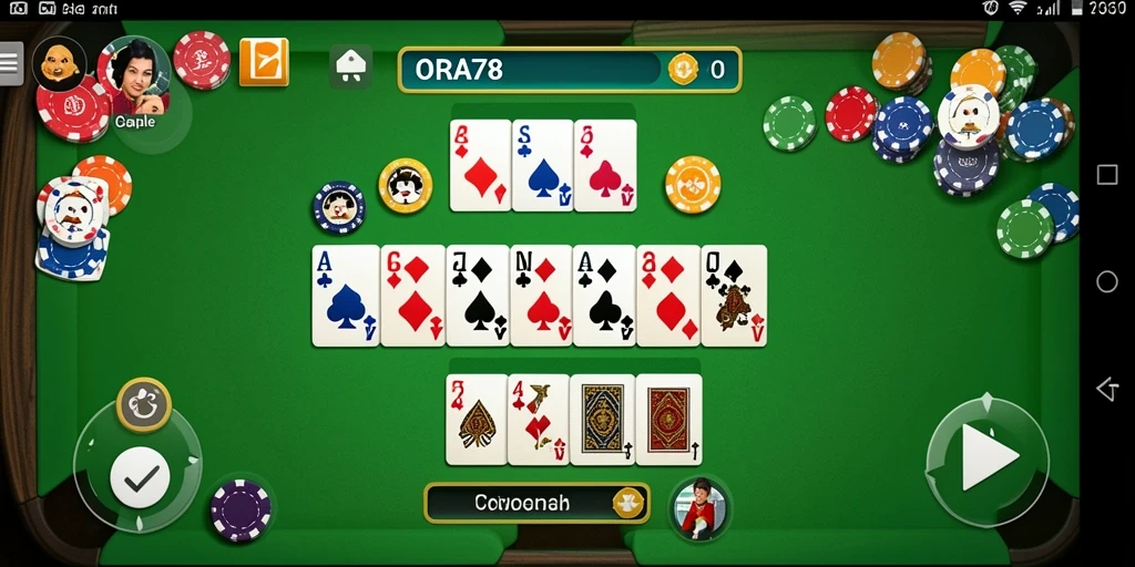 Tampilan gameplay seru dari ORA78 saat bermain gaple dengan teman.