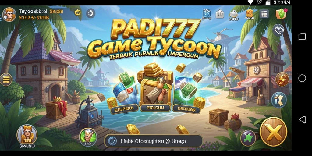 Tangkapan layar utama PADI777 menampilkan gameplay menarik dengan manajemen bisnis.