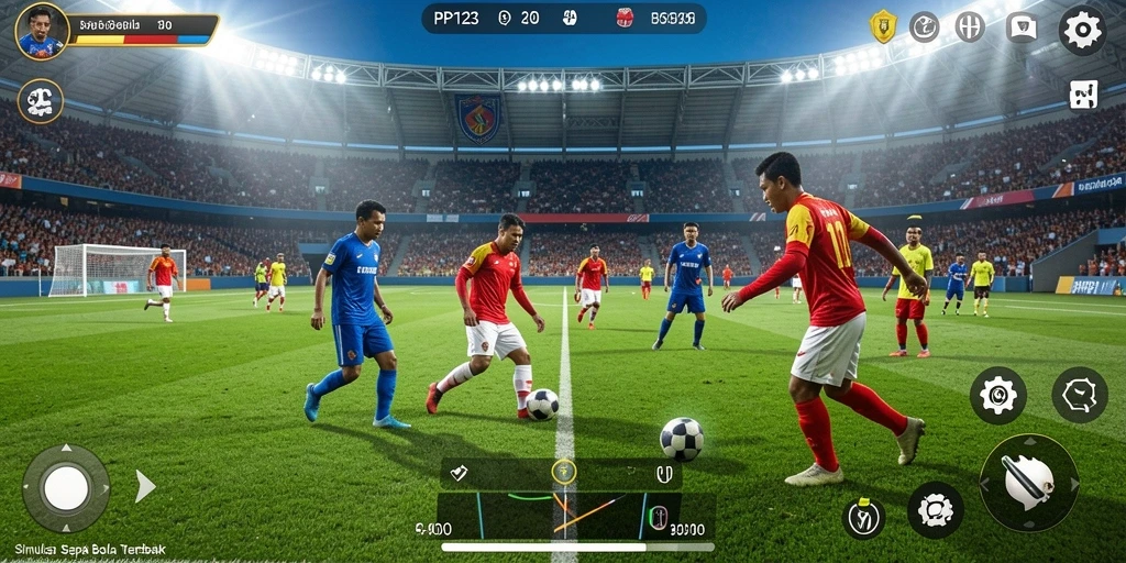 Tangkap momen gameplay seru dalam PP123 dengan visual sepak bola yang memukau.