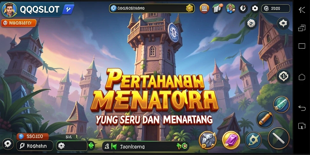 Tangkapan layar utama QQSLOT menampilkan pertarungan menara yang intens dan strategis.