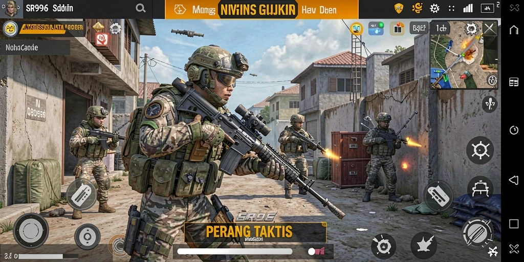 Tampilan gameplay SR996 dengan aksi tembak-menembak yang intens.