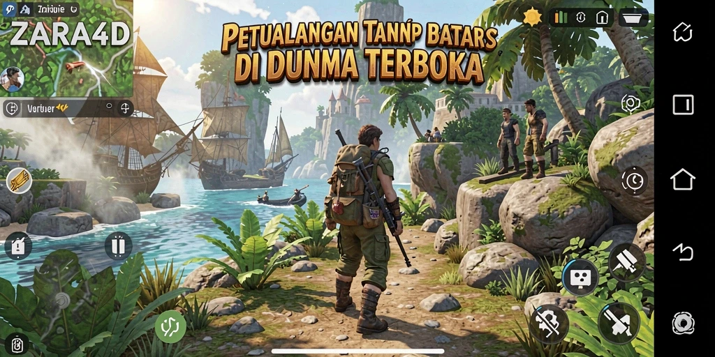 Tangkapan layar gameplay menunjukkan petualangan seru dalam dunia terbuka.